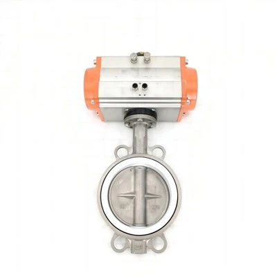 Pnewmatiċi Stainless Steel PTFE Wafer Butterfly Valve Dahar Dettall View