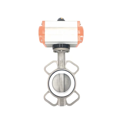 Wafer pnewmatiku Stainless Steel PTFE Butterfly Valve